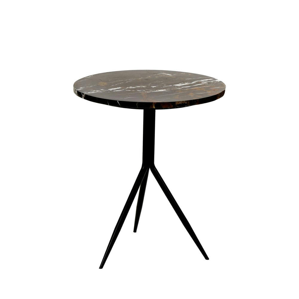 DANA - Table basse en marbre D40cm brun