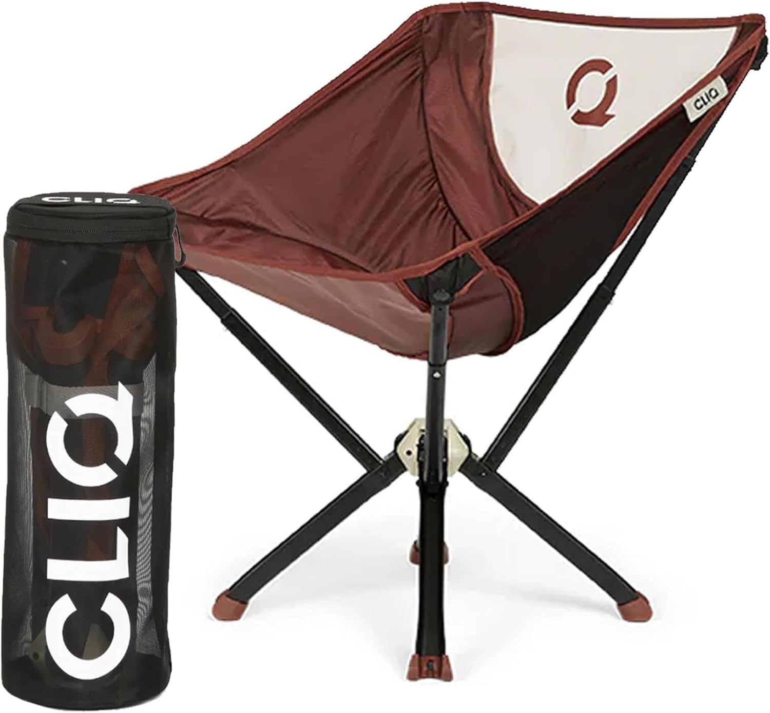 CLIQ ClassiQ 2.0 Camping Chair with Carry Bag - Portable Folding Chair & Bag for Outdoors - Reinforced 400 lb Capacity - Quick-Setup Travel Chair for Camping, Beach & Hiking - Brick