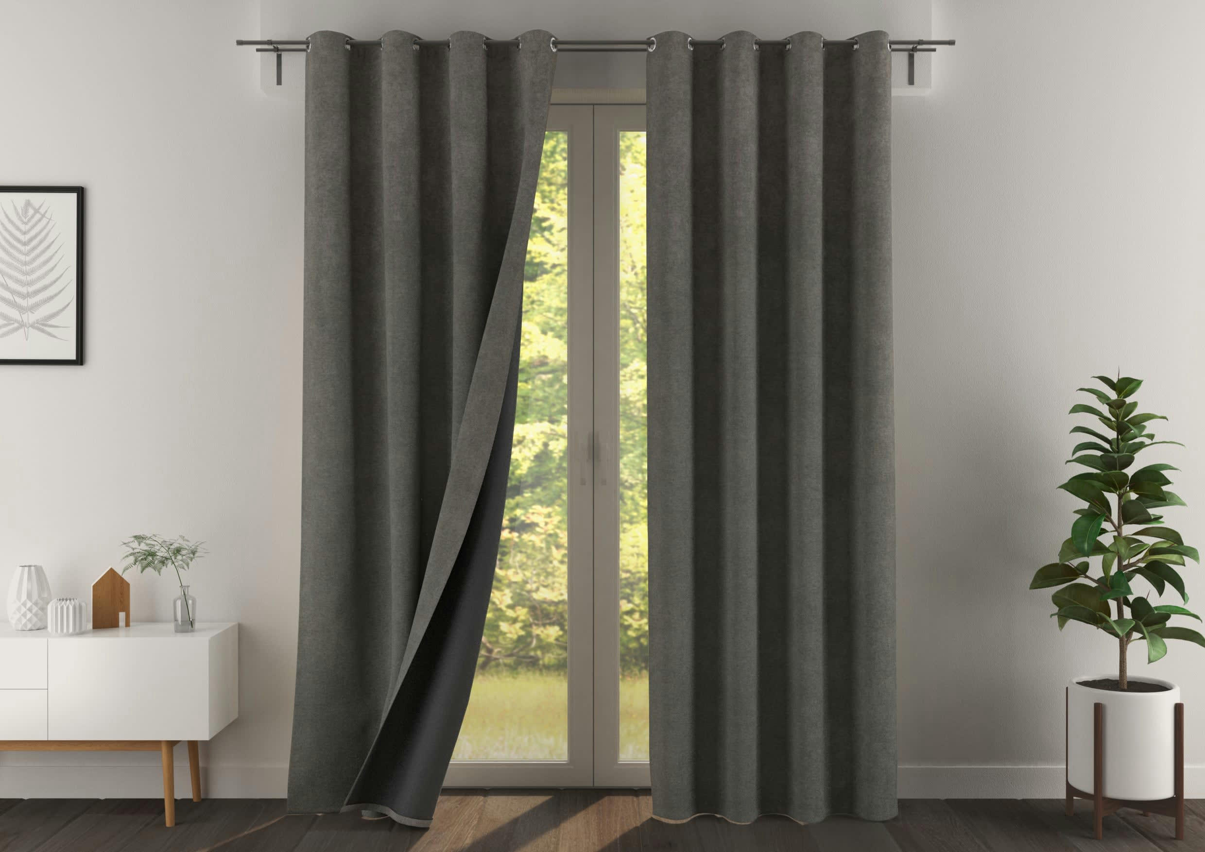 ALASKA - Rideau à l'unité monté sur œillet 140x260 en polyester gris