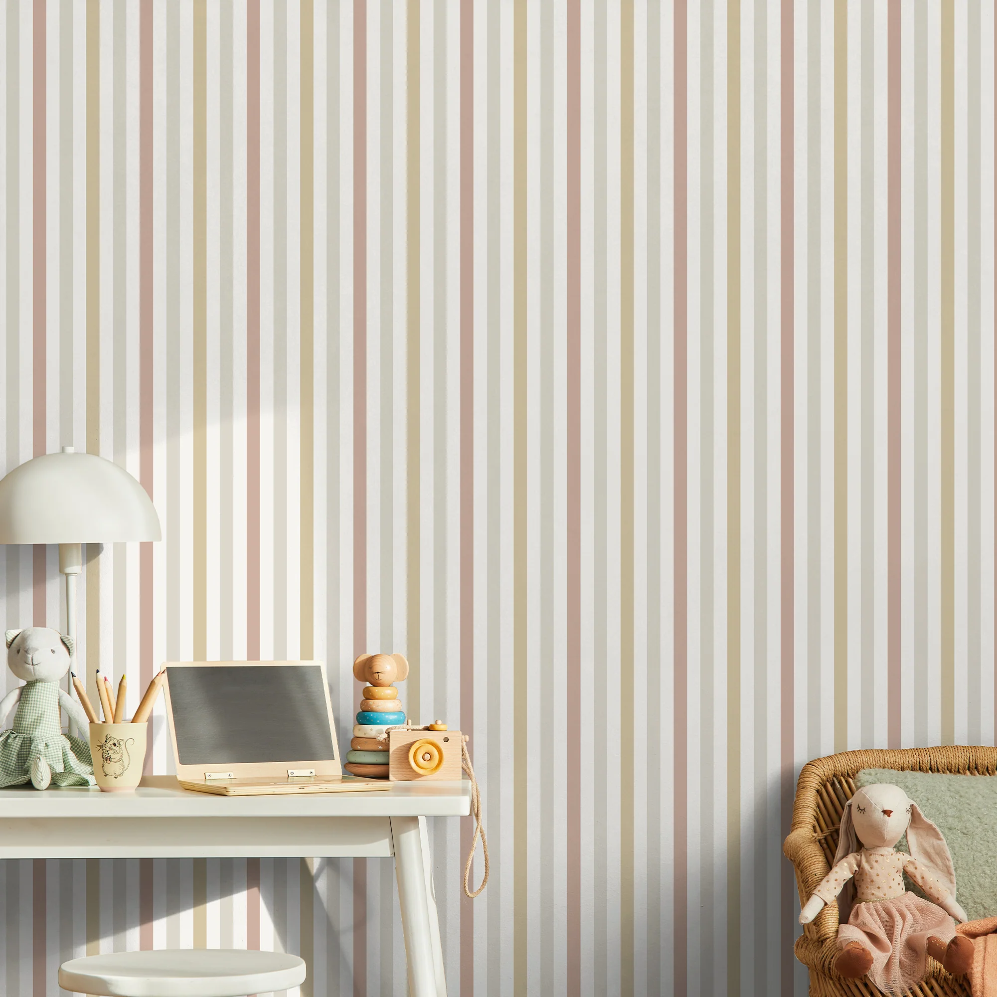 Papier peint intissé GRIBOUILLE beige, ocre et terracotta