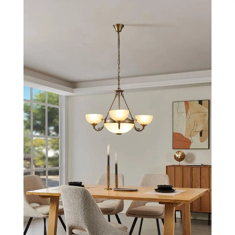 EGLOSavoy-Hanglamp-3Lichts-&Oslash;740mm.-Brons-Wit