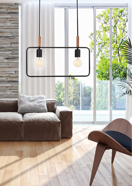 Lampa wisząca FRAME 2x60w e27 czarny
