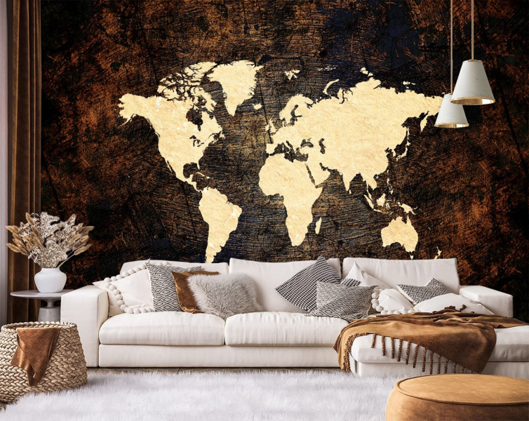 Feeby Fototapeta, Mapa świata brązowa 150x105