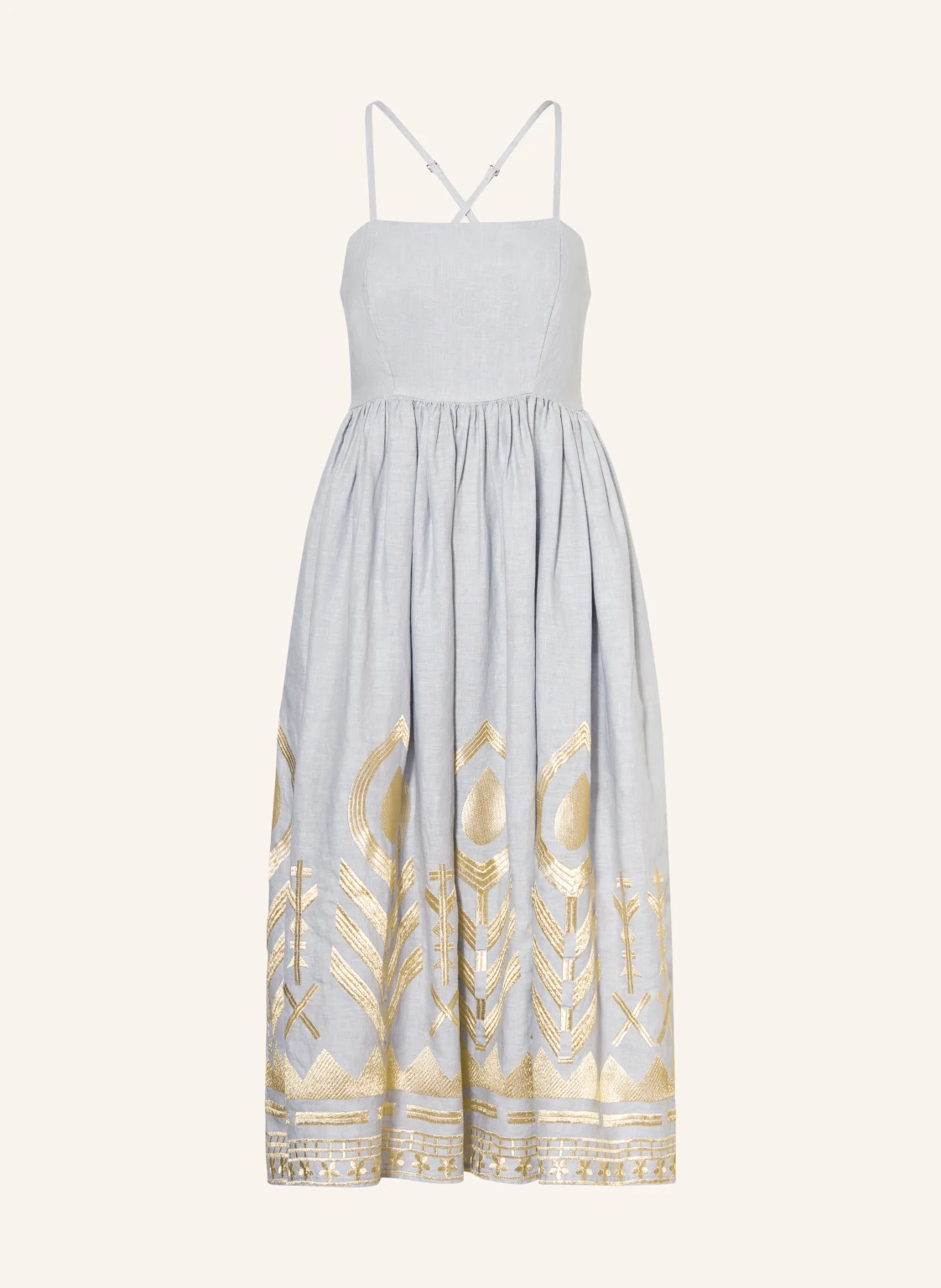 Greek Archaic Kori Strandkleid FEATHER aus Leinen mit Glitzergarn