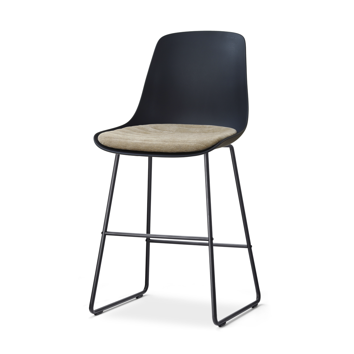 Nolon Nino-Liv Barkruk Zwart met Nougatbruin Zitkussen Zwart Onderstel 65 Cm