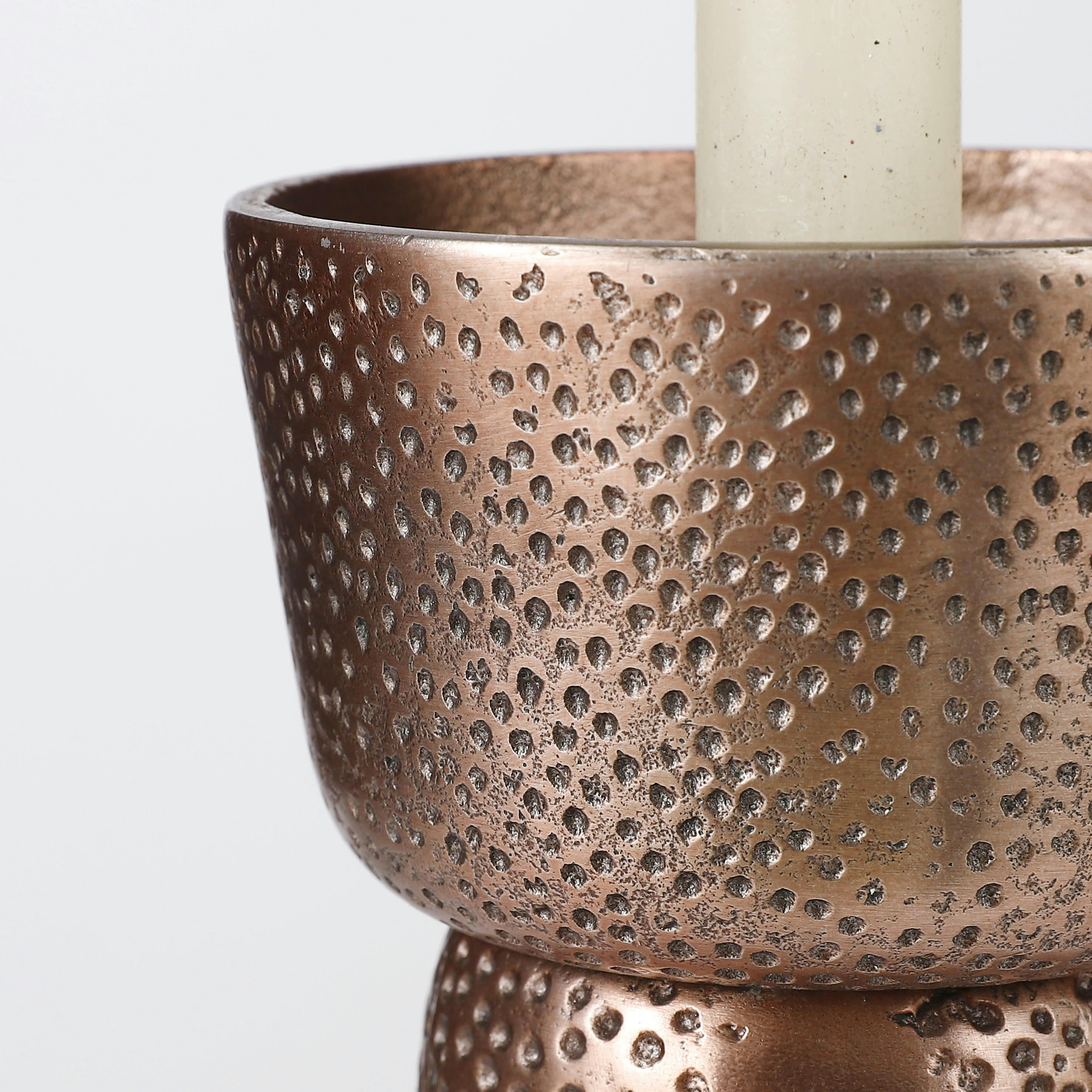 DAKAR - Bougeoir en aluminium cuivre antique H21,5