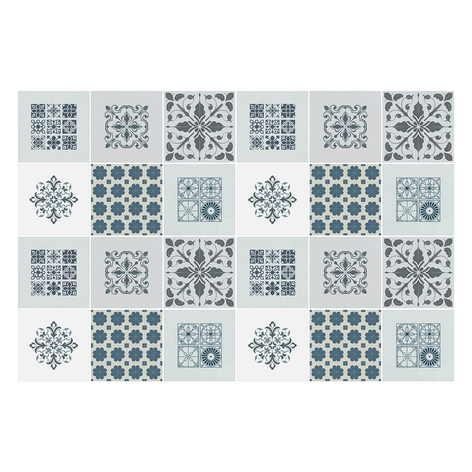 Naklejki na kafelki 10x10 cm Klasyczne wzory kafli 24 szt.