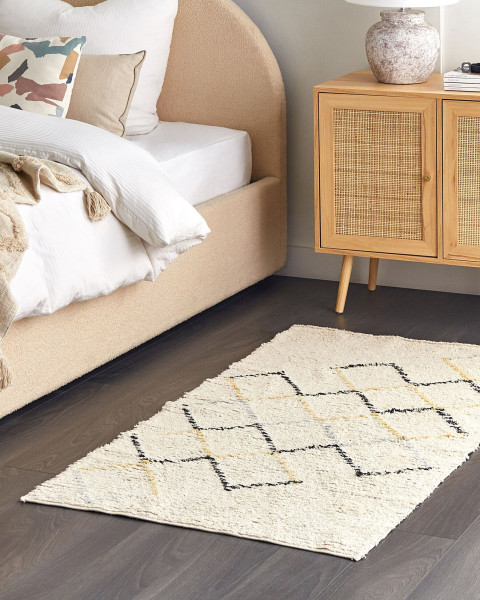 Dywan boho geometryczny wzór 80x150 cm beżowy