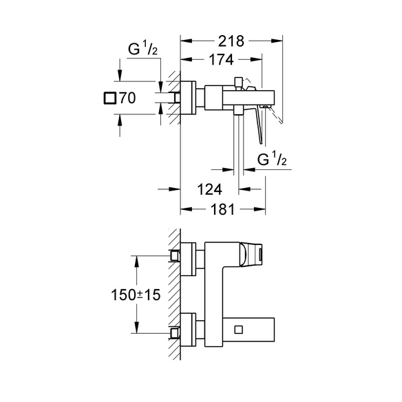 Wannenarmatur »Eurocube«, Metall, glänzend, ½