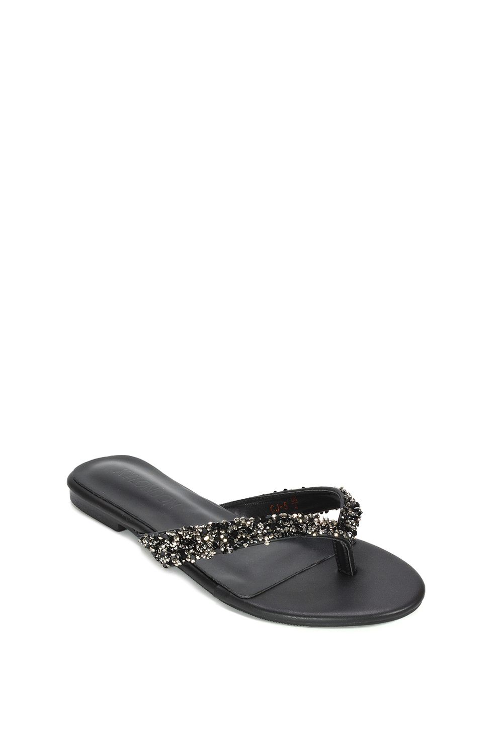 XY London Veda' Flat Flip Flop Sandals With Jewel Details