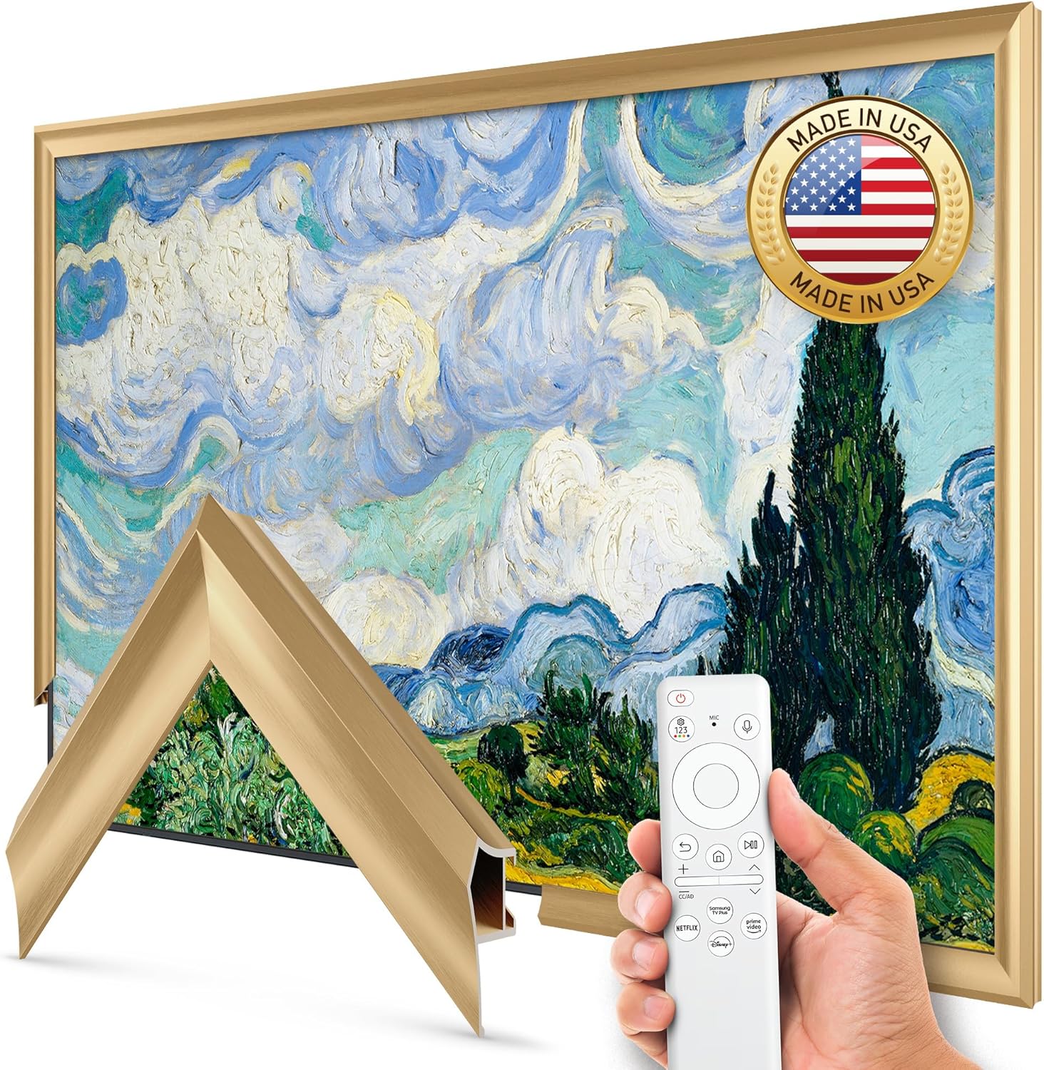 Pale Gold Prismatic 55 Alloy Deco TV Frame - Compatible ONLY with Samsung The Frame TVs (Fits 2021-2026  LS03A  LS03B  LS03C  LS03D  LS03FA)