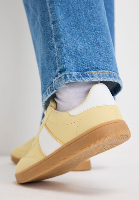 Womens Yellow Retro Stripe Gum Sole Trainers
