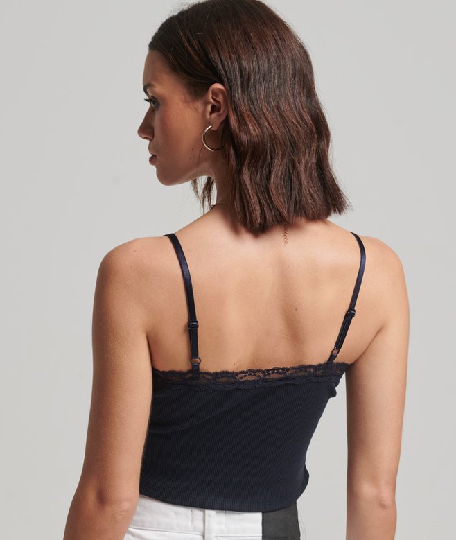 Rib Lace Trim Cami Top