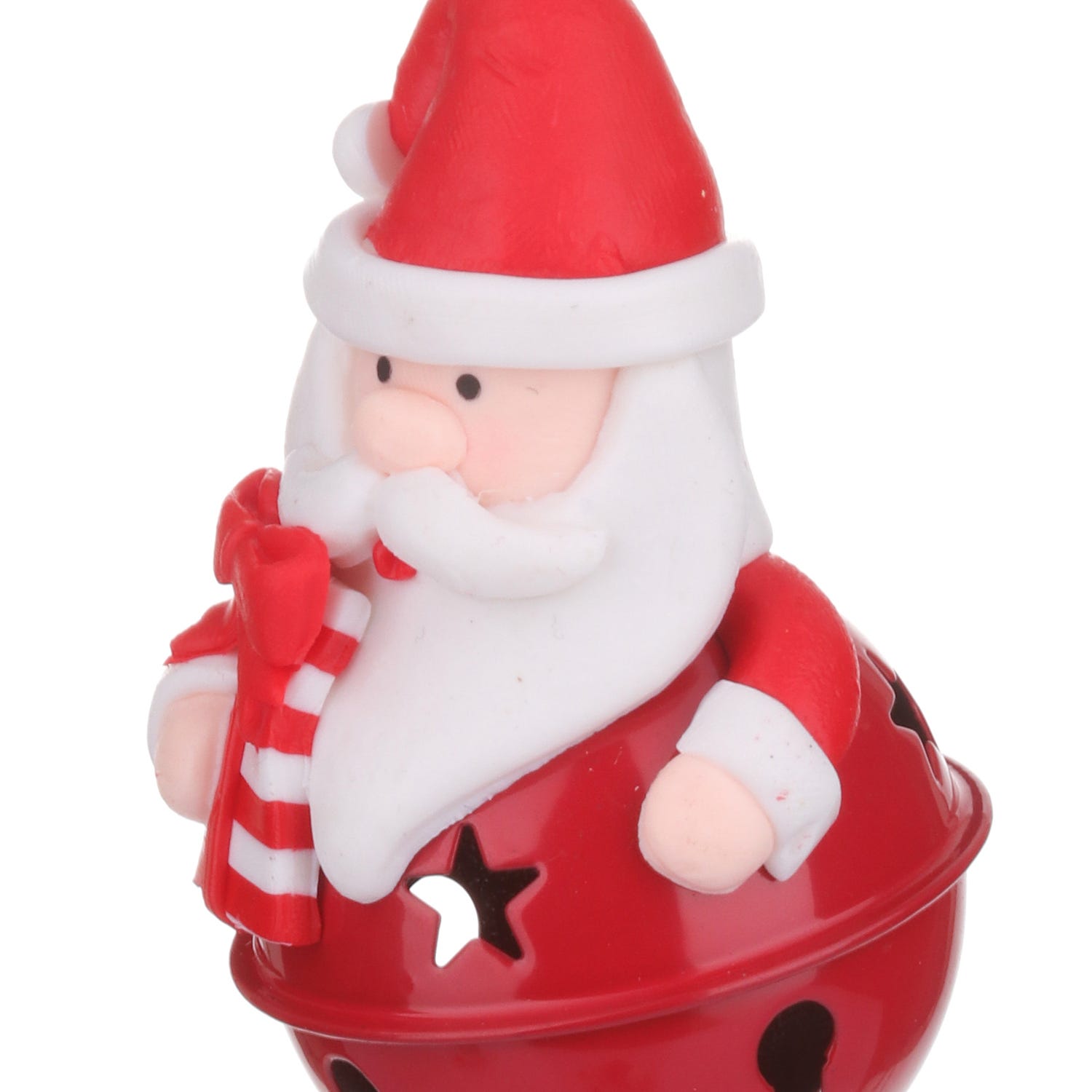 Decorazione Babbo Natale con sonaglio in poliresina, da 10 cm, assortita