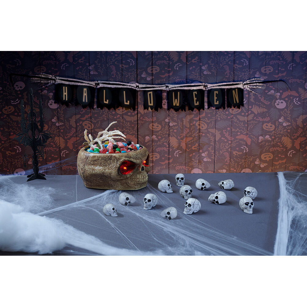 Saladier à bonbons Halloween squelette animé lumineux sonore
