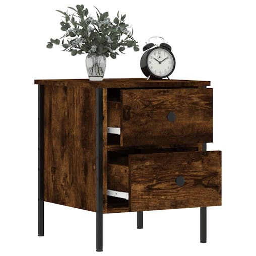 NNEVL Bedside Cabinets 2 pcs Smoked Oak 40x42x50 cm Engineered Wood