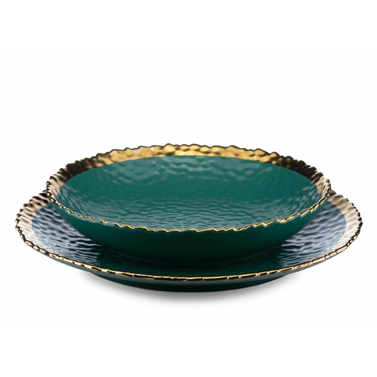 Komplet 8 talerzy Kati Green Gold małe
