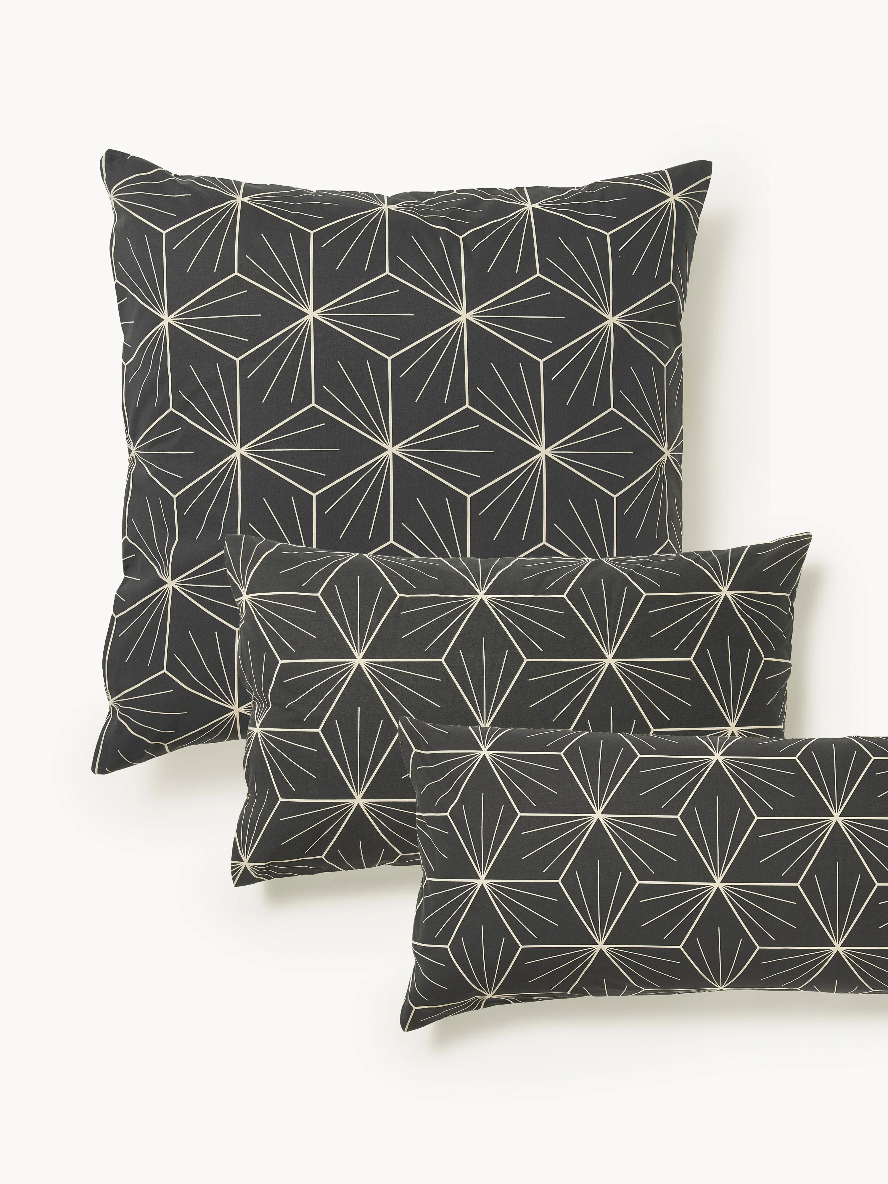 Baumwoll-Wendekopfkissenbezug Ilda mit geometrischem Print