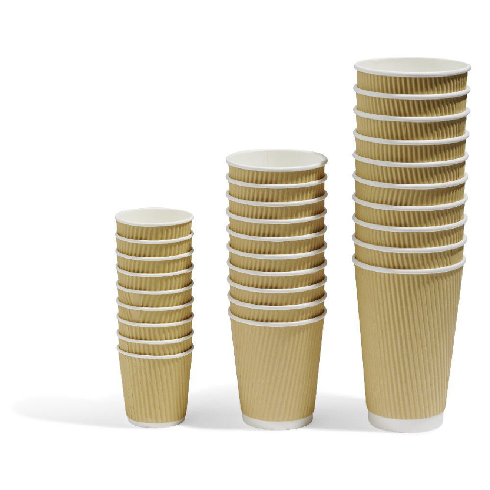 Gobelet cartonné extérieur cannelé beige et blanc 10 cl x25