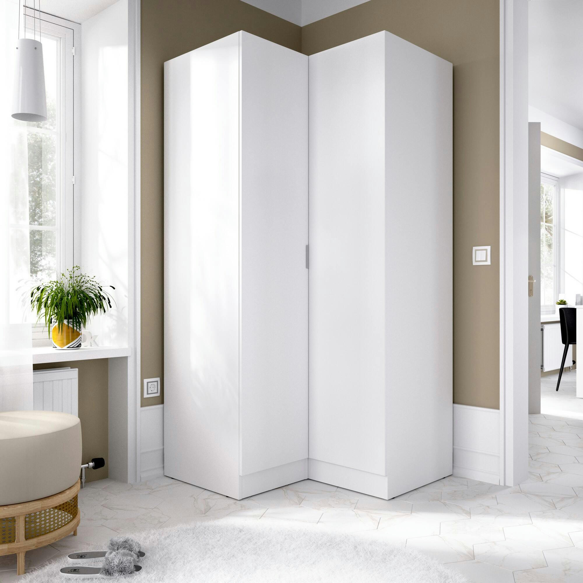 ELGON - Garde-robe effet bois blanc