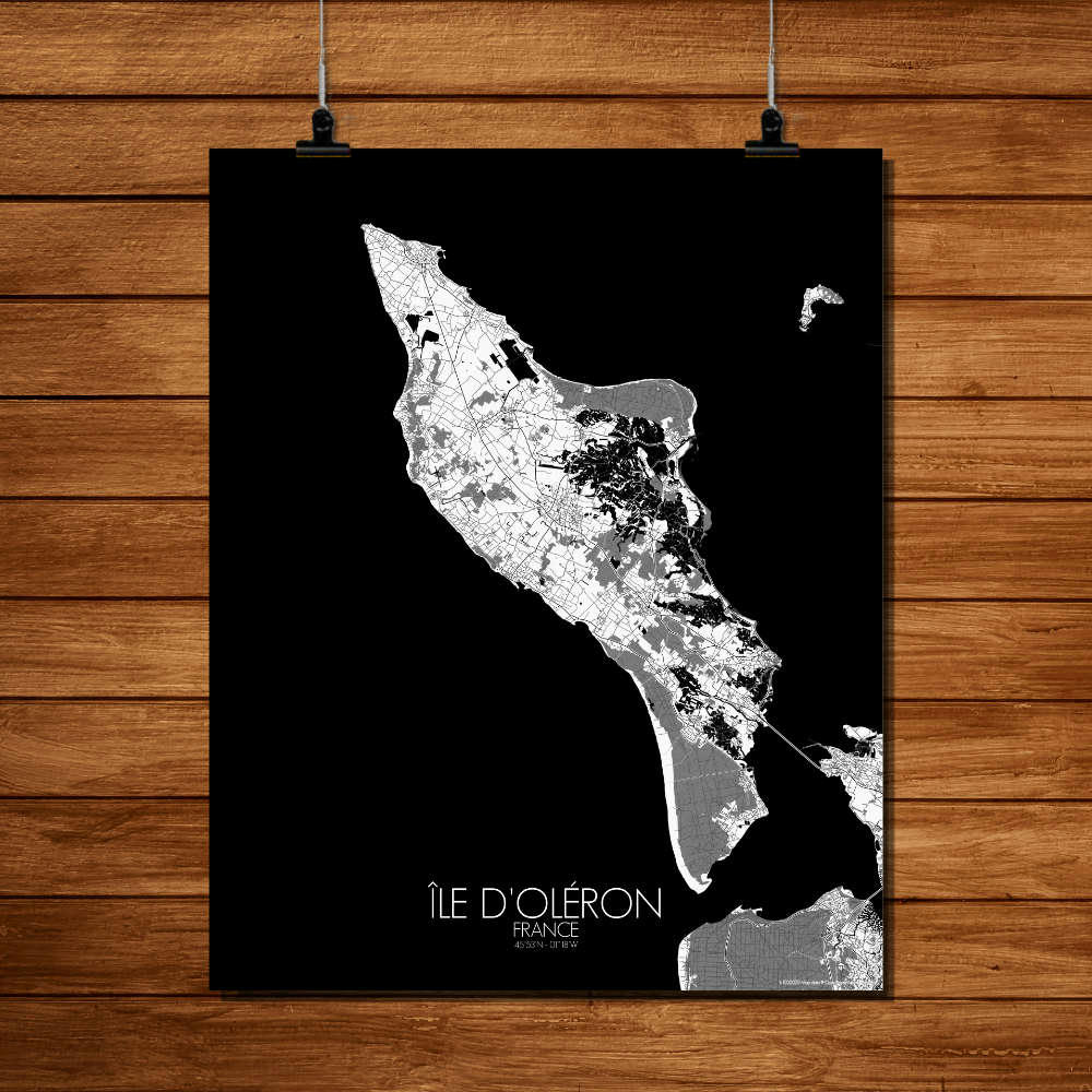 - Affiche Oléron Carte N&B 40x50