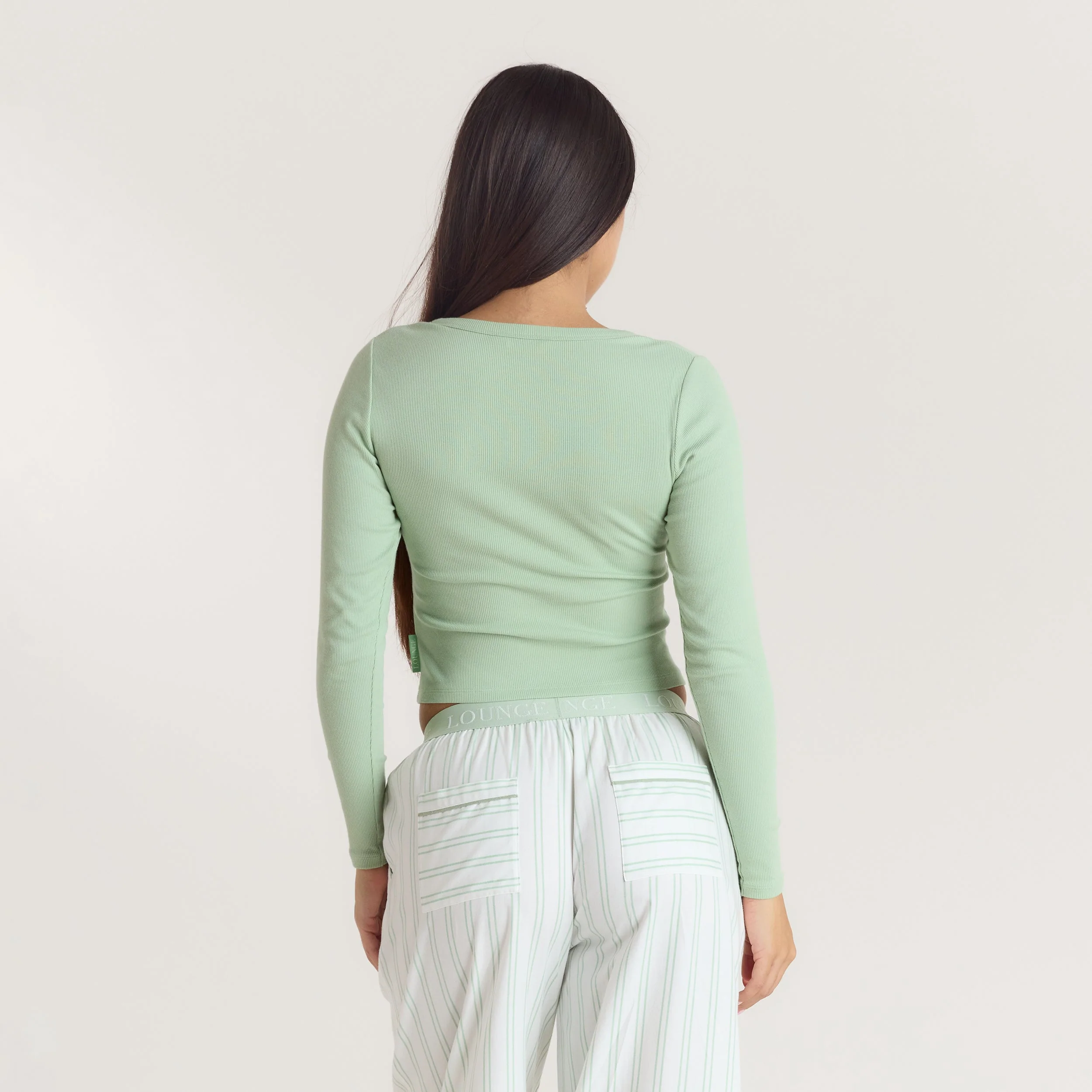 Mistletoe Henley Pyjama Top - Sage