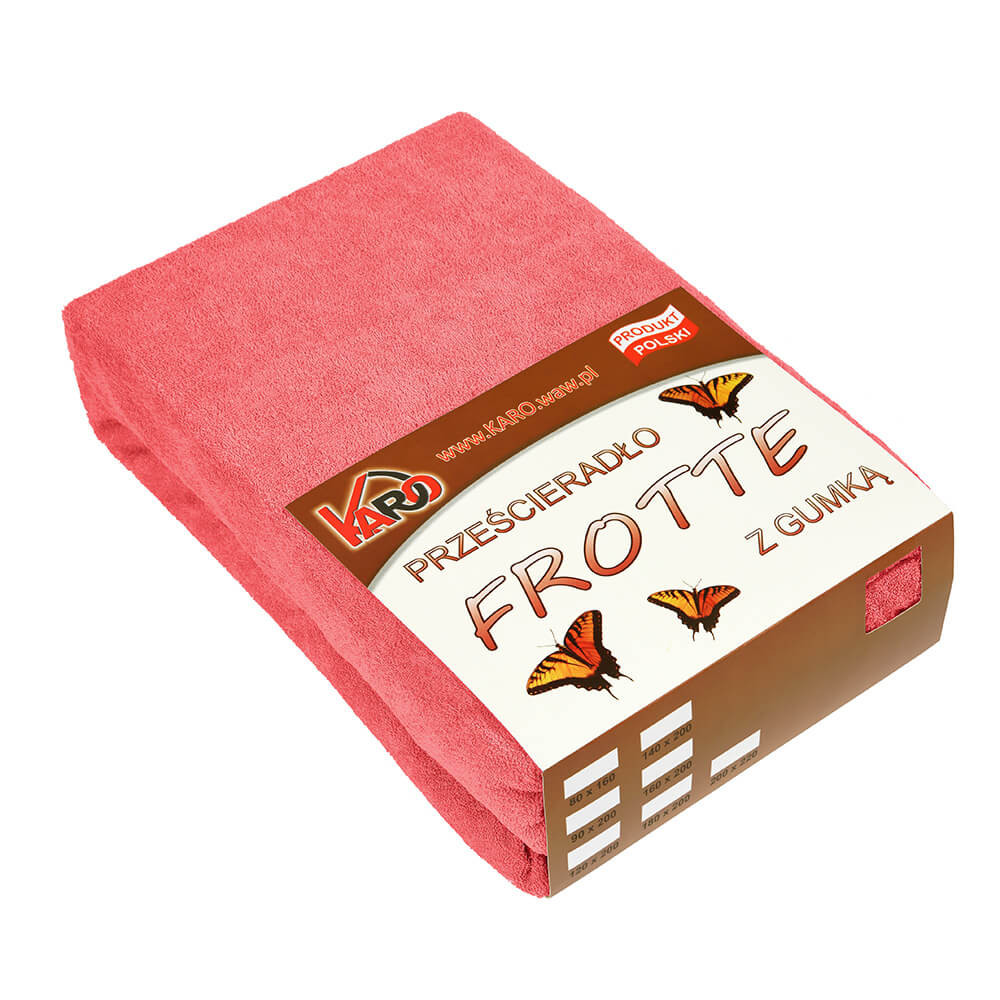 Prześcieradło frotte z gumką 200x220 malinowe KARO