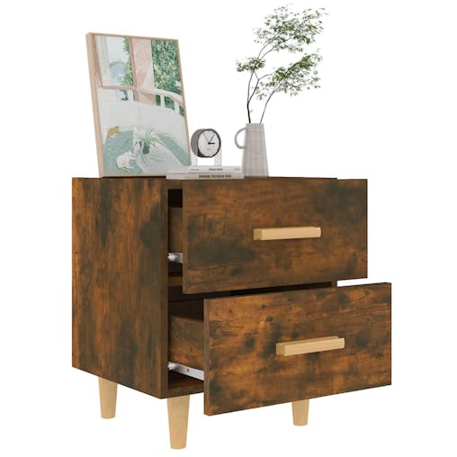 NNEVL Bed Cabinets 2 pcs Smoked Oak 40x35x47.5 cm