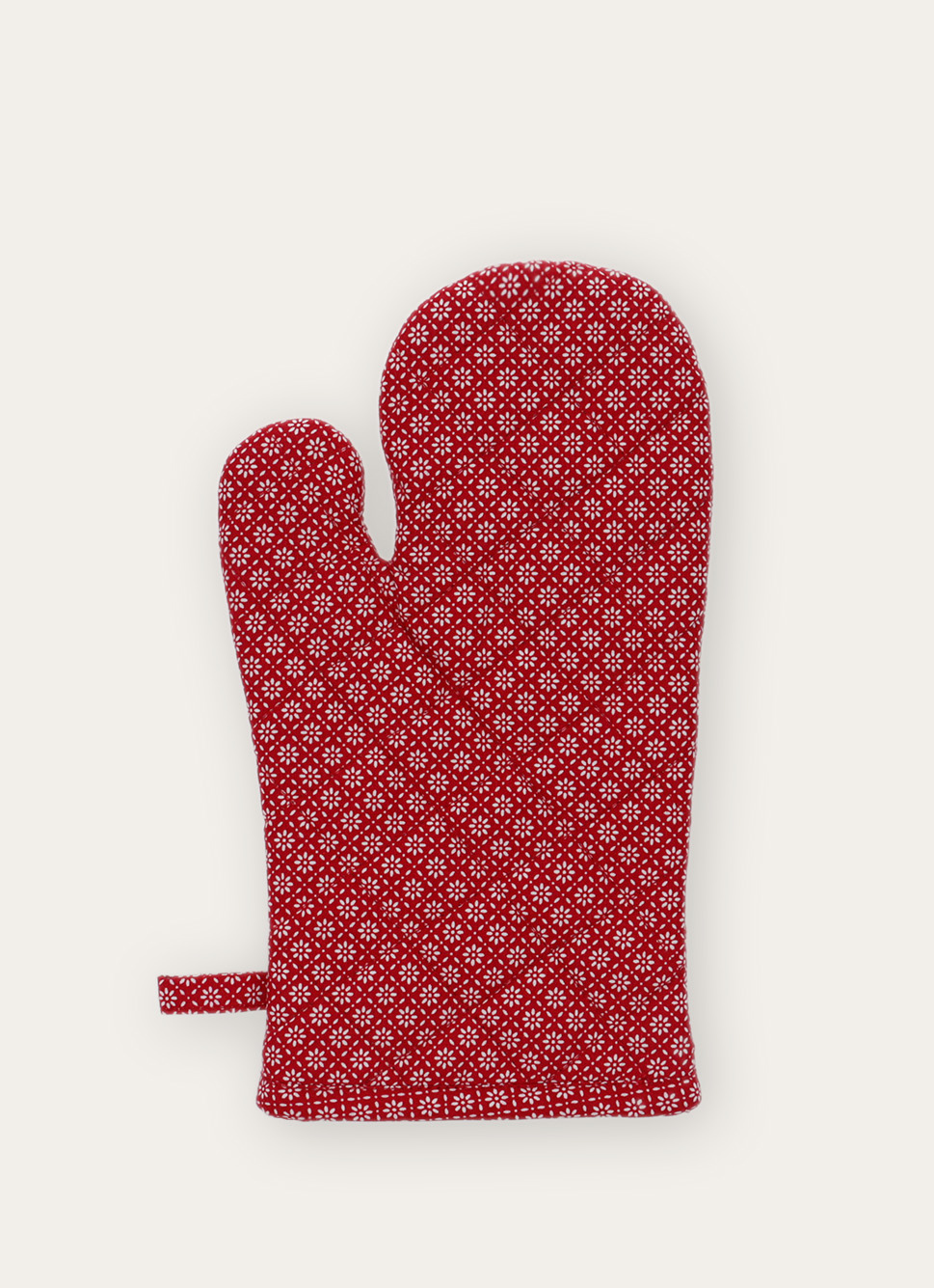 GANT DE CUISINE EN COTON IMPRIMÉ ROUGE/BLANC