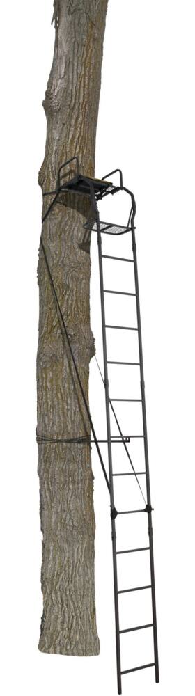 Big Game Warrior Pro Single 1-Person Ladder Tree Stand w/ Seat & Armrests For Hunting, 16-ft