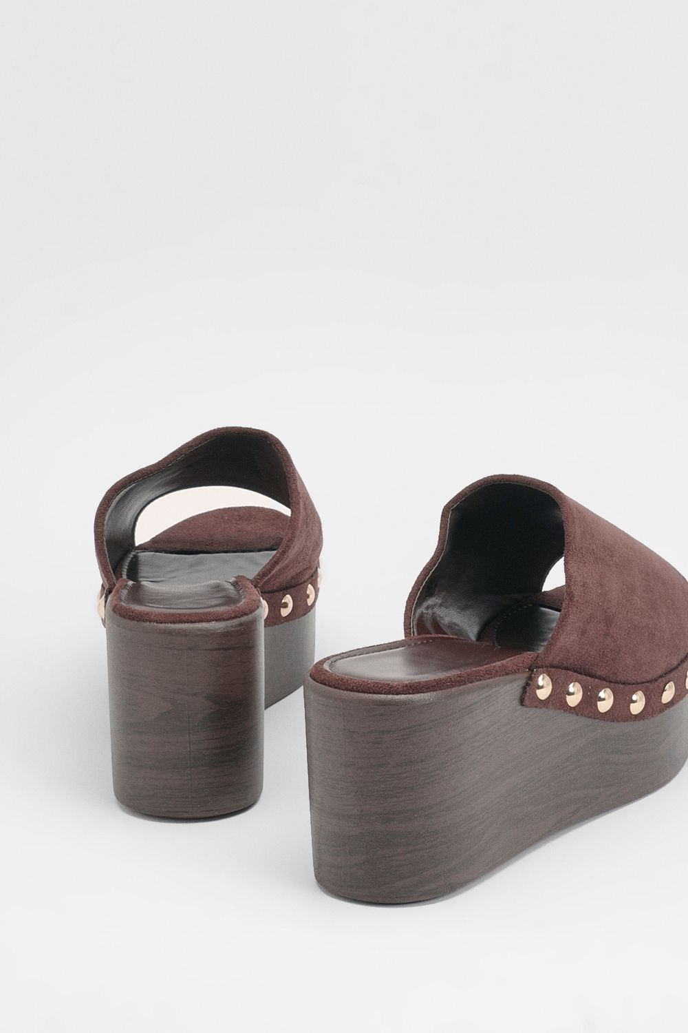 Oasis Pattie Faux Suede Chunky Casual Wedge Mules