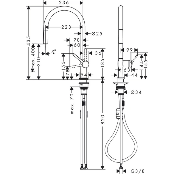 Waschtisch-Einhebelmischer »Talis M54«, SPTM 210, T: 210 mm, matt