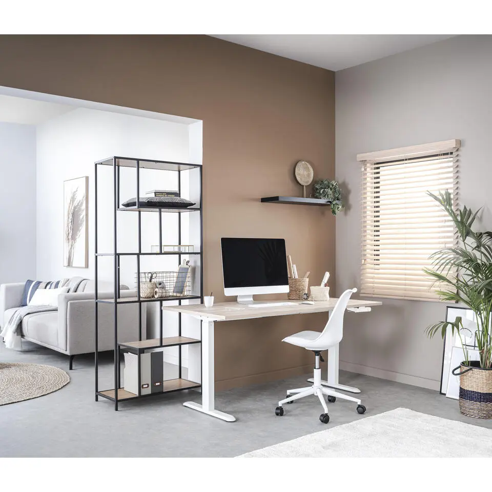 Bureau Homeworx zit/sta handmatig verstelbaar �?eikenkleur/wit - 75/118x160x80 cm