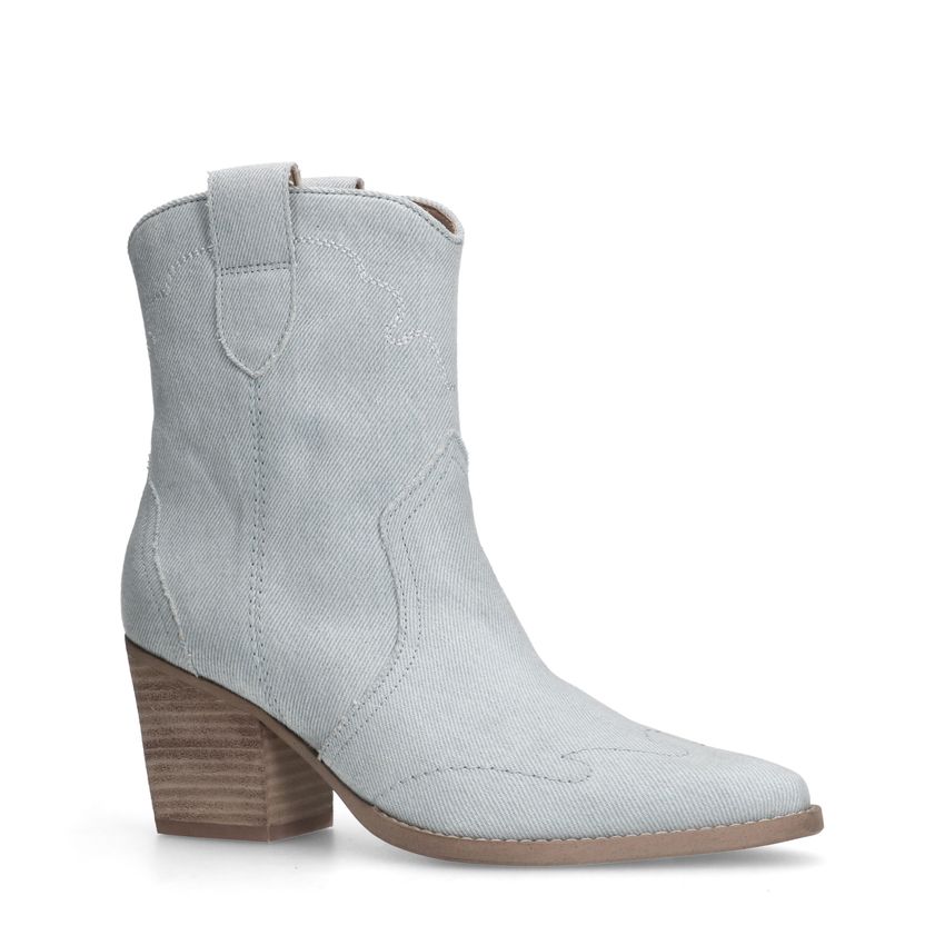 Manfield Blauwe denim cowboy laarzen