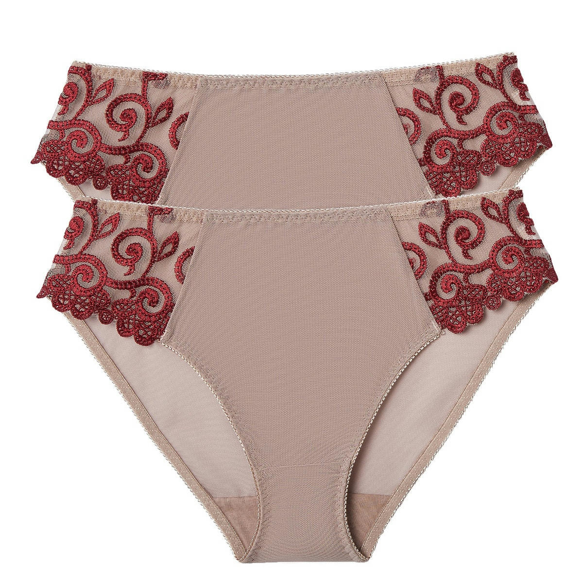 Lot de 2 Slips en tulle uni et tulle brodé Lyssa