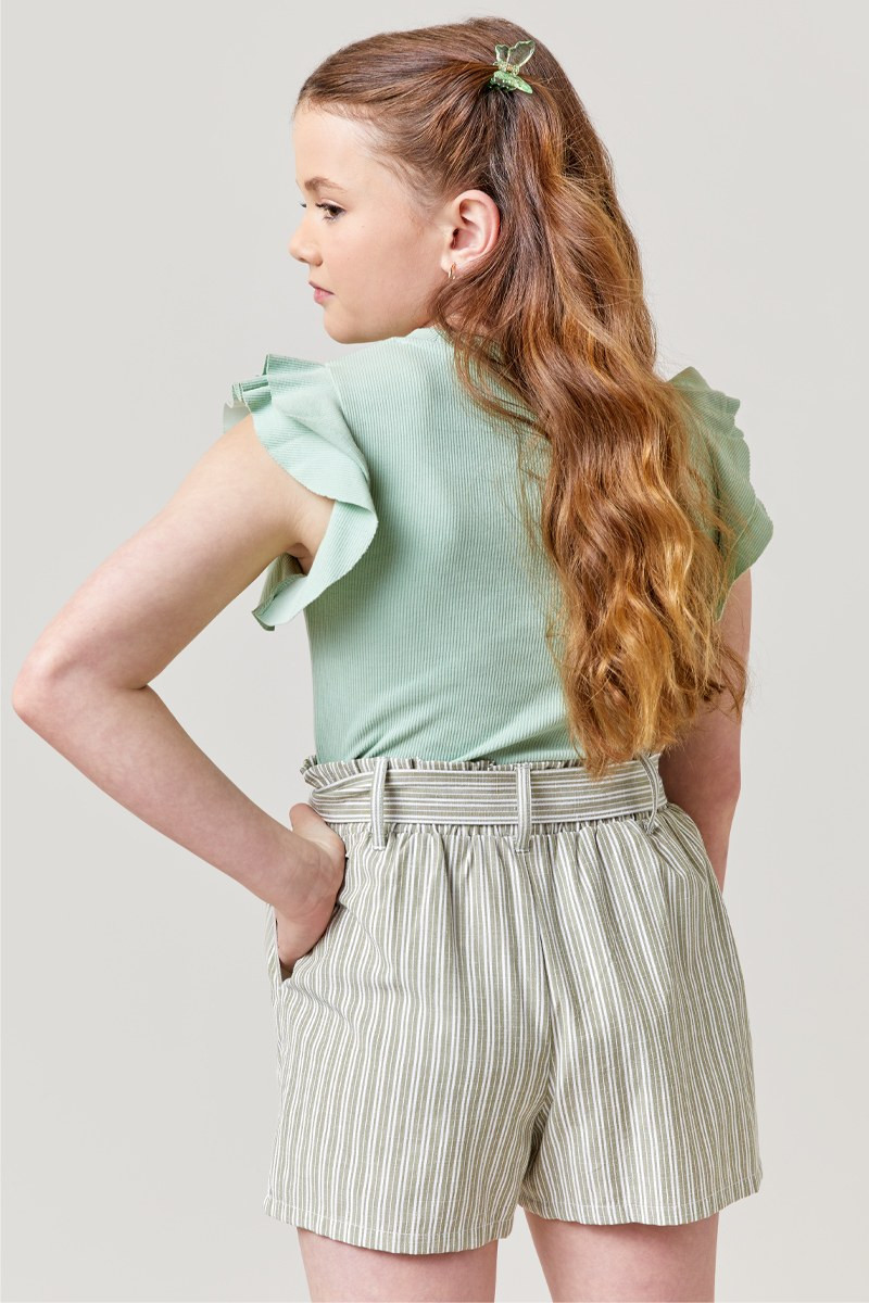 Hello Franki Striped Paperbag Shorts for girls