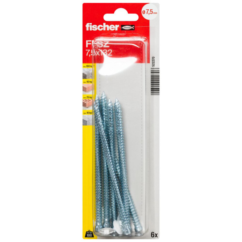 Vis de fixation pour cadres FFSZ 7,5 x 132 mm 100 pièces