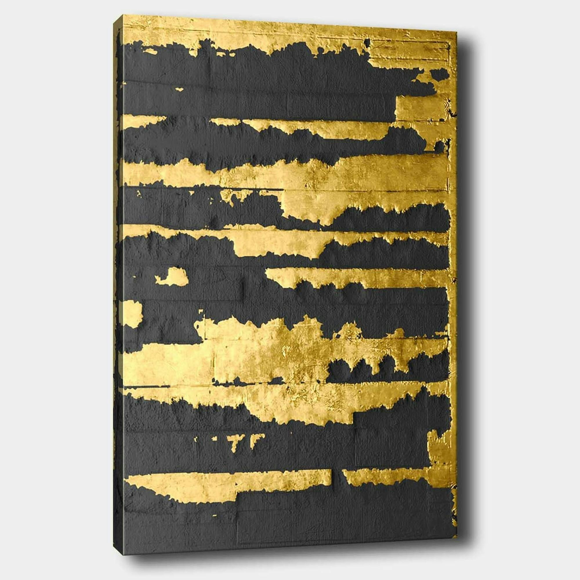 Tableau abstrait noir et or – style contemporain