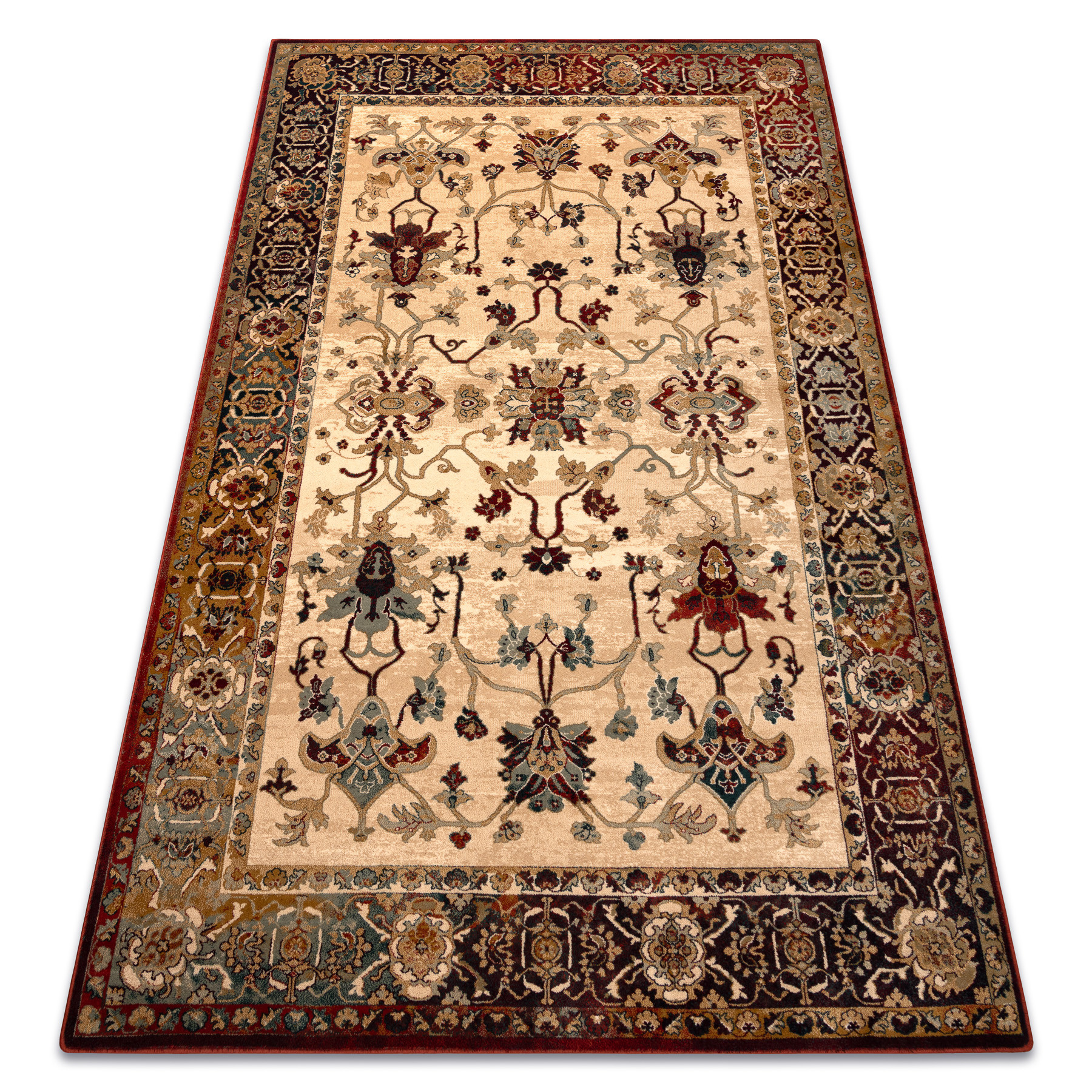 Dywan wełniany POLONIA BODRUM Ornament, ramka jasny rubin 170x235 cm