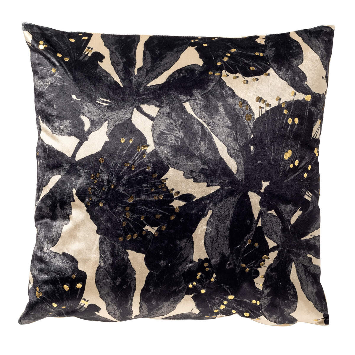 MOSI - sierkussen 45x45 cm - bloemenprint - Brazillian Sand - beige, zwart