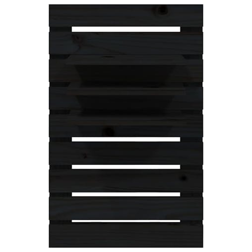 NNEVL Wall-mounted Bedside Shelves 2 pcs Black Solid Wood Pine