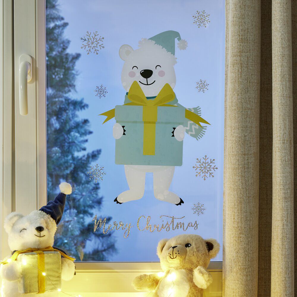 Sticker repositionnable motif ours de no&euml;l