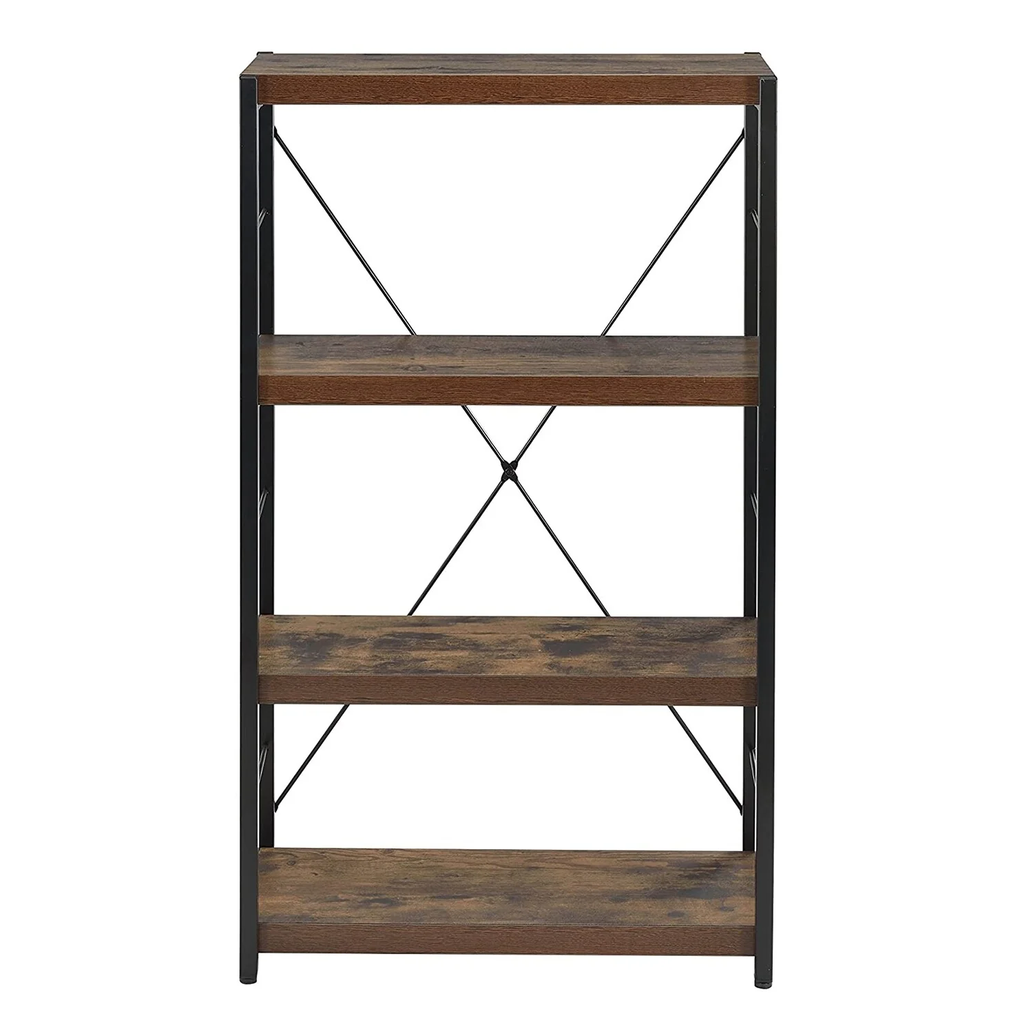 Metal Wood 3-Tier Vertical Etagere Bookcase with Walnut Finish - 11.02” D x 23.62” W x 42.52” H