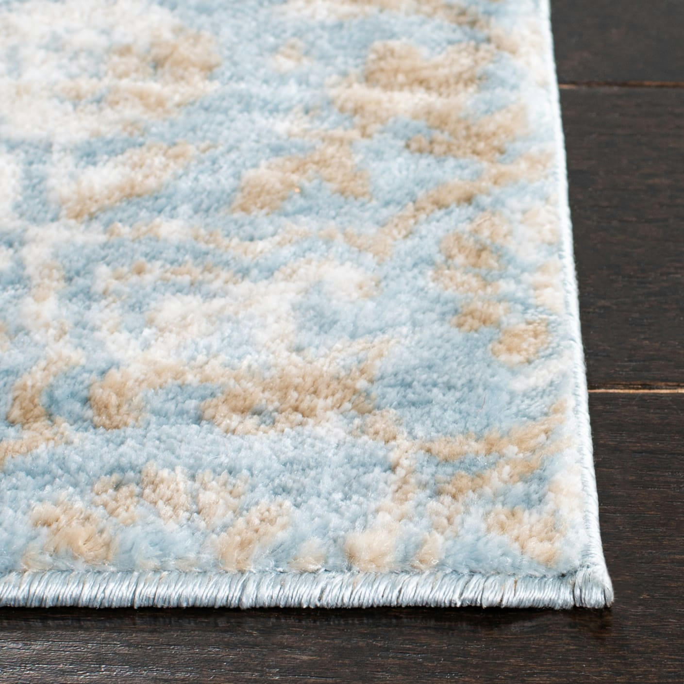 ISABELLA - Tapis de salon interieur en bleu denim & ivoire, 91 x 152 cm