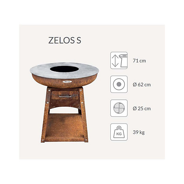 Barbecue brasero en acier Zelos Hauteur 71 cm Diamètre 62 cm