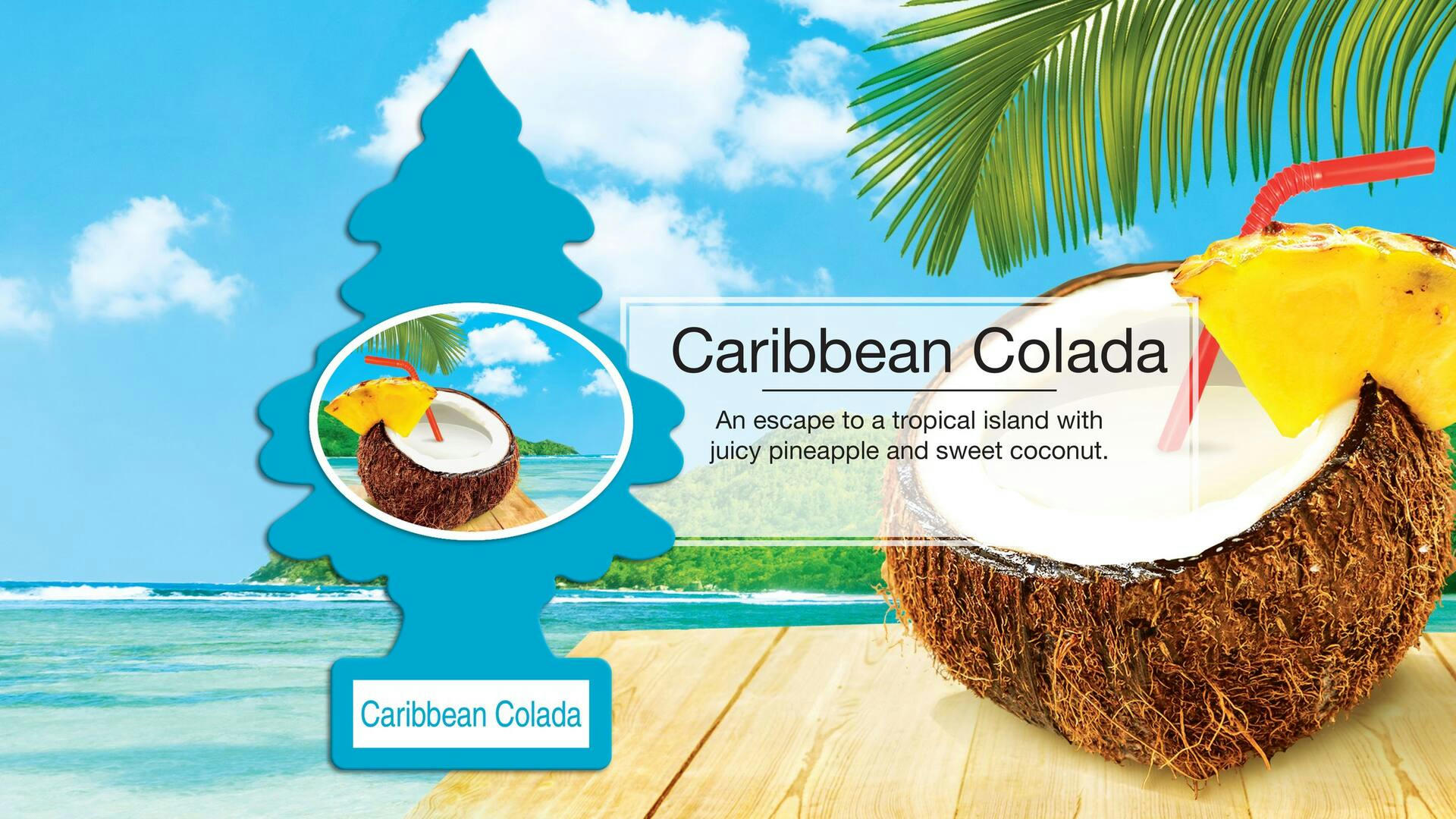 Little Trees Hanging Air Freshener, Caribbean Colada, 6-pk