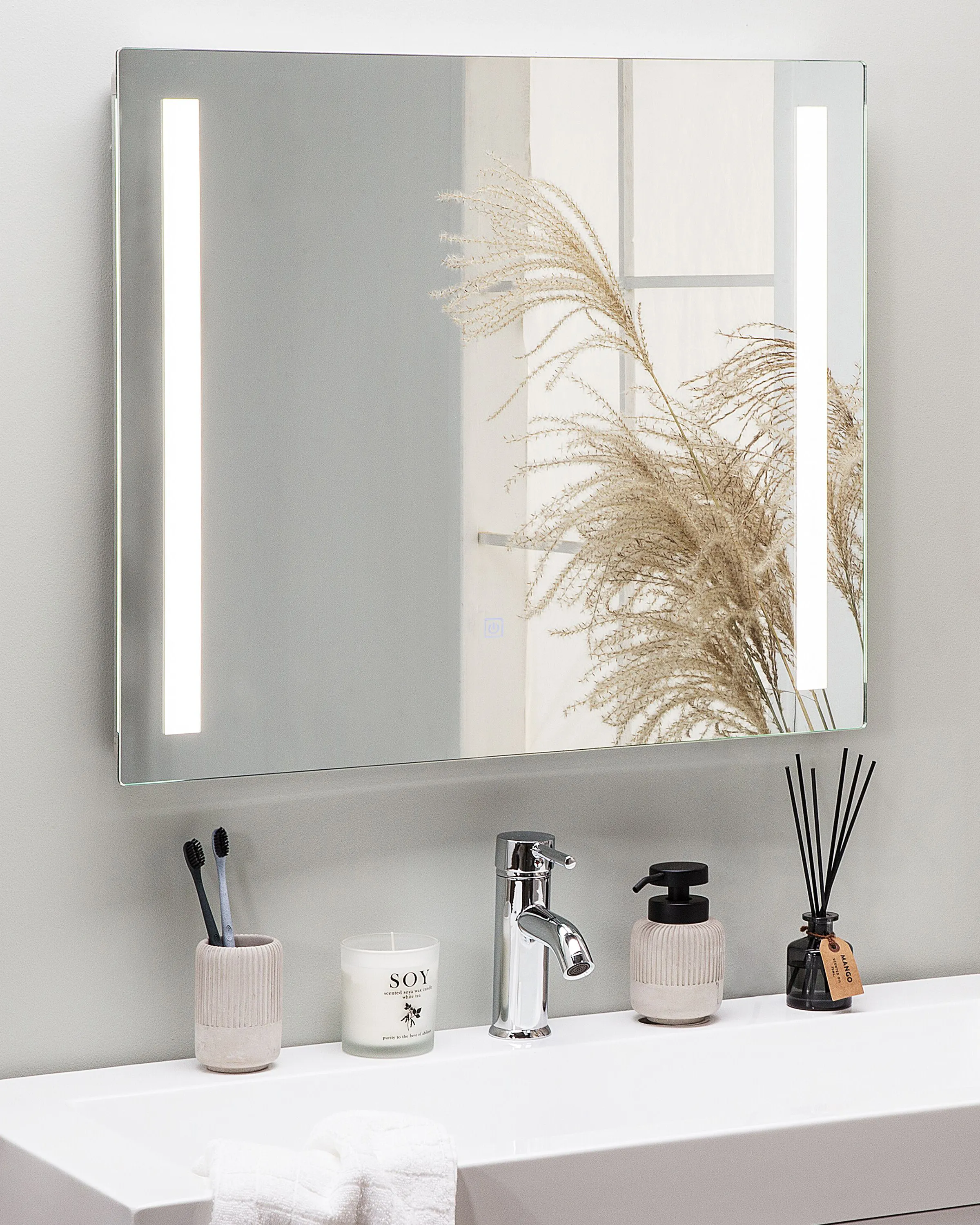 LED Bathroom Mirror LIRAC 70 cm 60 cm Silver