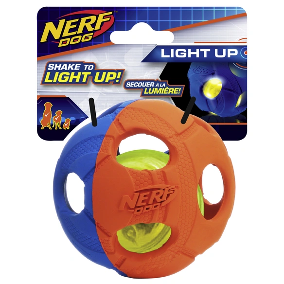 Spielball, LED, orange/blau, Gr. M, für Hunde