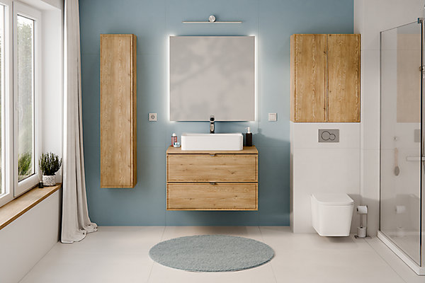 Meuble colonne de salle de bain suspendu TERRA CREMONA chêne cremona 30 x 140 cm