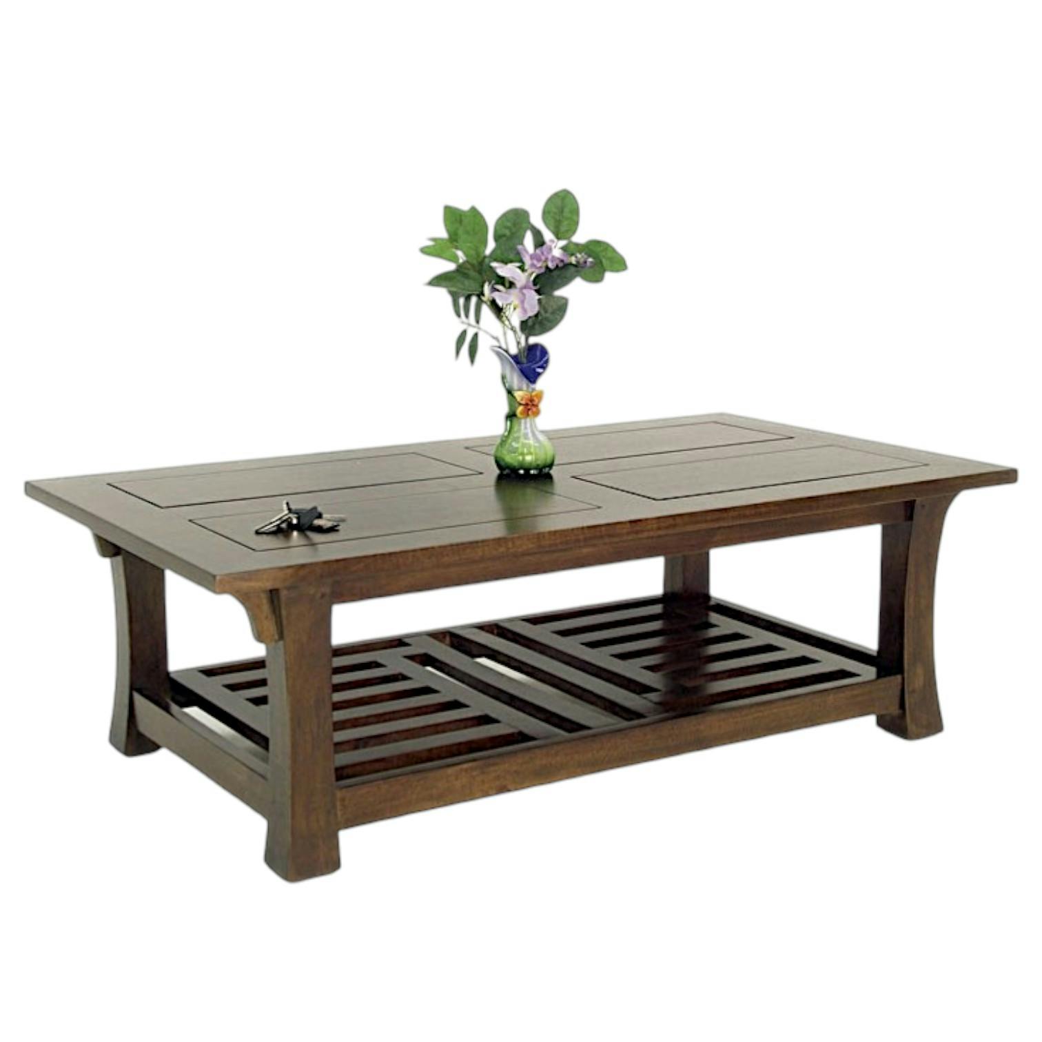 Table basse hévéa double plateaux 126x70cm MAORI